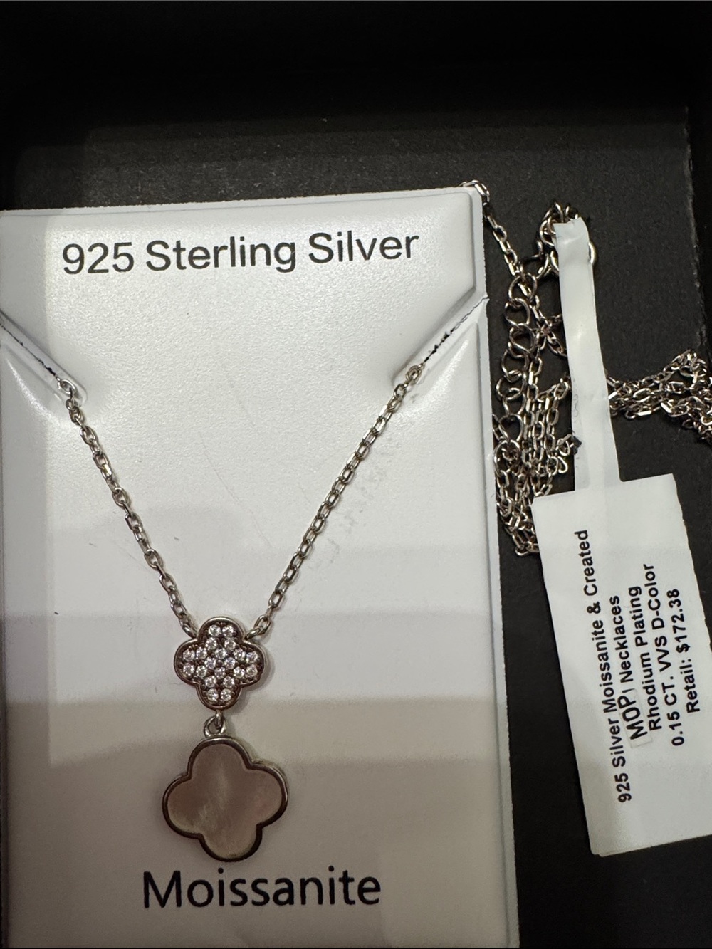 Clover double pendant Silver Necklace - With Gift Box - Picture 2 of 4